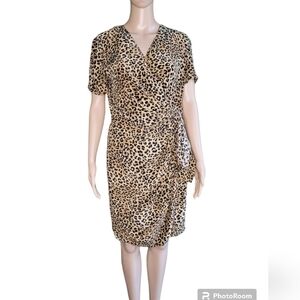 Vintage Casual Corner Animal print 100% silk wrap dress.